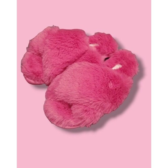 Flora Berry Rouge Super Soft Fuzzy Faux Fur Crossband Womens 7/8 House Slippers - Picture 2 of 16